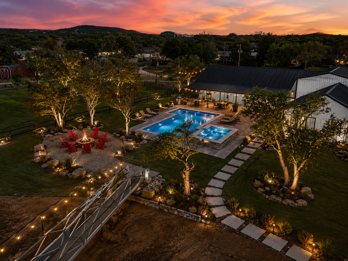 Backyard: Pool, Spa & Firepit — after