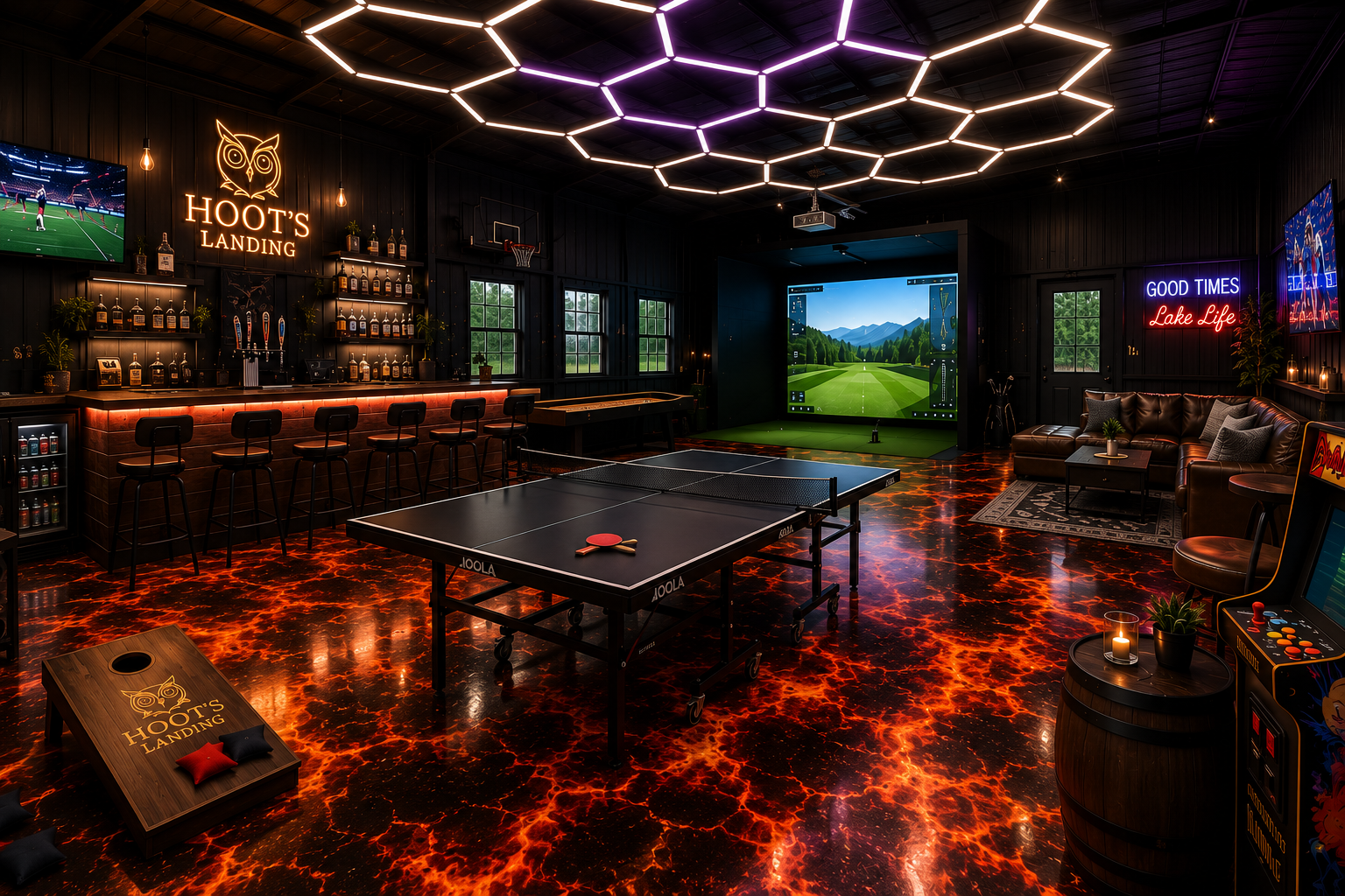 Barn Interior: Game Lounge — after